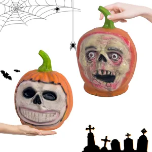 Halloween latex pumpkin head zombie skull scary prop for party haunted house decoration