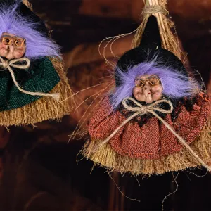 Halloween bruja escoba colgante decoración accesorios retro fiesta fantasma espeluznante