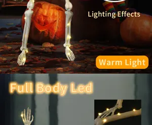 Halloween leuchtendes Skelett 90cm warmes LED Licht stehende gruselige Party Deko Requisite