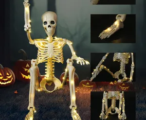 Halloween 90cm leuchtendes Skelett mit warmen LEDs, ideal für Indoor und Outdoor Partydekoration.