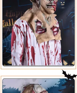Halloween latex zombie mask scary costume prop party cosplay bloody headwear design
