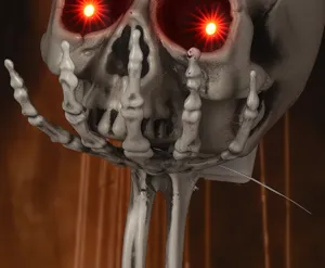 Halloween leuchtende Skelett Requisite mit roten Augen Gruselige Party Deko Requisite Neu