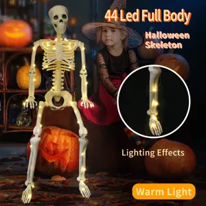 Halloween Leuchtend Ganzkörper Skelett Dekoration Kunststoff Realistischer Schädel Mit Warmem LED Lichtschlauch Bewegliche Gelenke Für Außen Innen Party Deko
