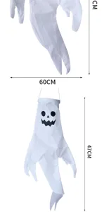 Manica a vento fantasma di Halloween decorazione sospesa con specifiche di misura.