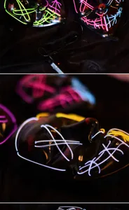 Halloween LED leuchtende Maske mit farbigen Neonlichtdrähten für Party Kostüm gruselige Events.