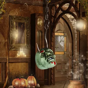 Halloween scary zombie head hanging prop for haunted house party spooky yard decoration item