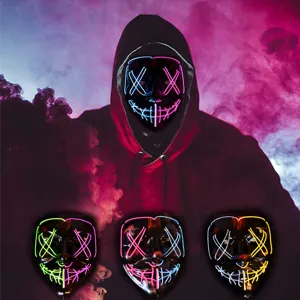Gruselige Halloween LED Maske Doppelfarbe EL Draht Leuchtmaske Für Kostüm Cosplay Karneval Party Festival