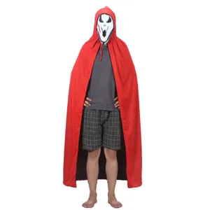 Halloween aterrador parca capa roja con capucha disfraz con máscara para fiesta cosplay.