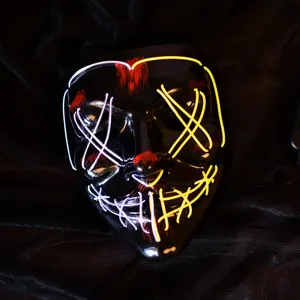 Halloween LED leuchtende Maske, gruselige Neon Gesichtsmaske mit zweifarbigen Draht für Party.