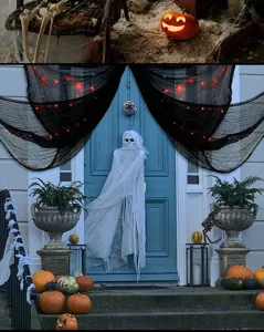 Halloween black gauze scary cloth prop for haunted house horror atmosphere ghost decoration.
