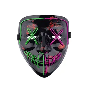 Halloween LED Leuchtmaske Gruselig Neon Maske Kostüm Party Cosplay Leuchtemaske Requisite