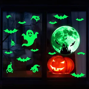 Halloween lichtgevende muurstickers glow in the dark spook vleermuis raamstickers decor