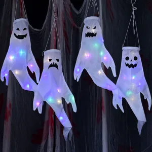 Halloween fantasma appendi luminoso maniche a vento oggetti di scena LED decorazione