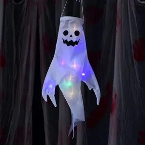 Halloween fantasma appendi abiti luminoso manica a vento decorazione festa all aperto