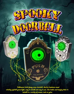 Accesorio de timbre espeluznante de Halloween, juguete electrónico con globo ocular giratorio.