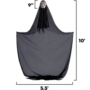 Halloween Hängende Geist Dekoration mit Vampir Maske und schwarzem Tuch Gruselparty Requisite