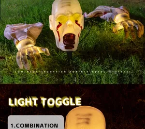 Halloween leuchtender Totenkopf Bodenstecker Horror Deko Set mit warmem Licht für Garten Party