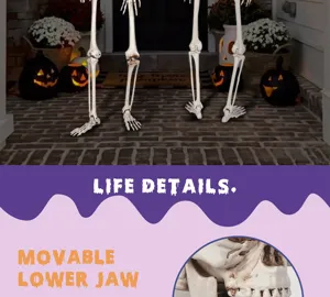 Halloween Skelett Requisite Detail Nahaufnahme mit beweglicher Unterkieferstruktur.