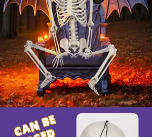 Halloween 2M große Skelett Dekoration Requisite mit Fledermausflügeln für Party und Garten.