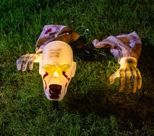 Halloween gruselige krabbelnde Skelett Bodenstecker Dekoration Set mit leuchtenden Händen