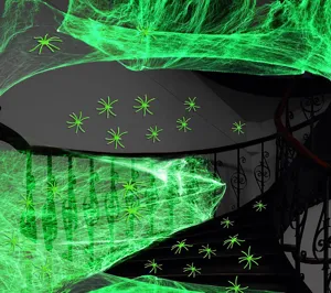 Halloween leuchtende Kunststoffspinnen und Spinnweben Requisiten für gruselige Party Deko