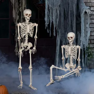 Halloween Realistisches Lebensgroßes Menschliches Skelett Kunststoff Bewegliche Gelenke Totenkopf Knochen Requisite Für Spukhaus Außenbereich Party Garten Deko