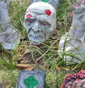 Halloween witte grondpen schedel set griezelige gazon decoratie spookhuis rekwisieten