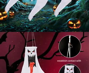 Halloween weiße lachende Geist Windsack wasserdicht hängende Party Deko Requisite
