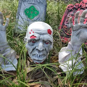 Halloween Horror Realistisch Skelet Schedel En Handen Grondpen Set Buiten Kerkhof Gazon Griezelige Rekwisieten Voor Tuin Decoratie