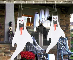 Halloween weiße Geist Windsack hängende Außendekoration, wasserdichter Windsack für Garten.