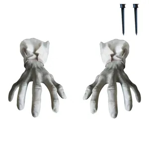 Halloween skeleton hands ground stakes props spooky yard lawn outdoor horror decoration set