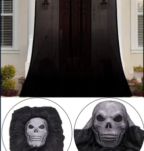 Décoration de fantôme suspendu d'Halloween avec masque de crâne lumineux, accessoire.