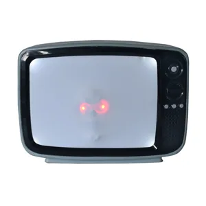 Accessoire TV Halloween lumineux effrayant avec yeux fantôme, design rétro pour déco.
