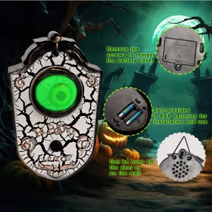 Halloween timbre parlante ojo luminoso accesorio de terror para decoración de casa encantada