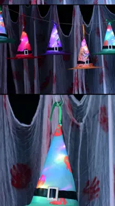 Halloween LED luminous witch hat party hanging decoration glowing prop for spooky holiday events