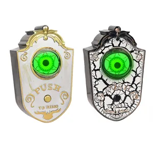 Halloween juguete de timbre electrónico con ojo verde luminoso para fiesta de terror.