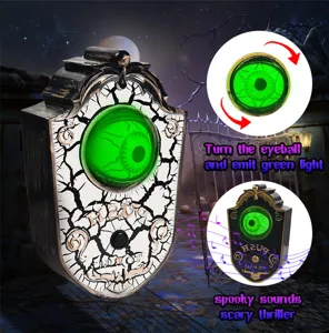 Halloween timbre globo ocular luminoso sonido aterrador accesorio colgante casa encantada