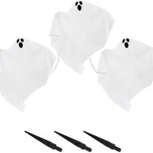 Halloween LED ghost ground stake set 3pcs outdoor yard lawn party decoration props