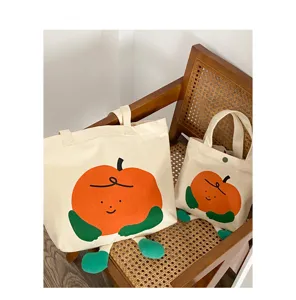 Schönes Cartoon Frucht Canvas Tragetaschen Set, grosse lässige Schultertasche für Damen.