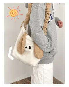 Niedliche flauschige Plüsch Umhängetasche für Damen, weiche Crossovertasche mit Ohren.