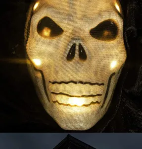 Masque crâne lumineux Halloween LED effrayant fantôme suspendu fête décoration accessoire