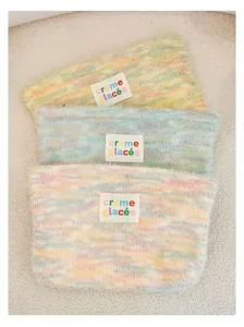 Knit plush makeup bag cute rainbow cosmetic pouch portable zipper hand bag women purse