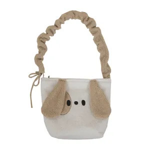 Süße flauschige welpen plüsch schultertasche herbst winter gemütliche crossbody tasche damen
