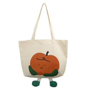 Süße Cartoon-Print Canvas Tragetasche, große Kapazität lässige Schultertasche.