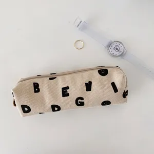 Minimalistisches Buchstaben Leinwand Federmäppchen süße Schüler Schreibwaren Tasche.