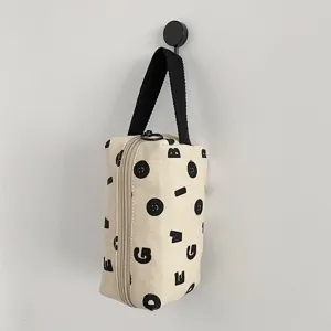 Sac de rangement en toile imprime lettres trousse de maquillage trousse a crayon suspendue