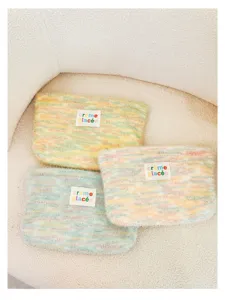 Knitted plush cosmetic bag multicolor fuzzy makeup pouch portable small storage bag for women