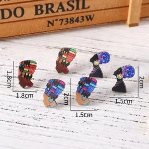 Juego de pendientes de reina africana de madera joyería de moda étnica para mujeres