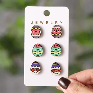 Süße Osterei Holz Ohrstecker Set für Damen und Mädchen, festlicher Feiertag Schmuck Geschenk.
