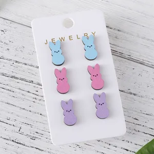 Süße bunte Hase Ohrstecker Set für Damen Mädchen, pastell Kaninchen Ohrringe Schmuck Geschenk.